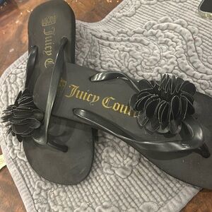 Juicy Couture Black Rubber Flip Flop Sandals-sz 9-10